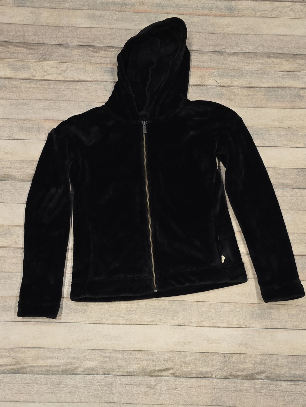 UGG Black Plush Full-Zip Hooded Jacket Size XS